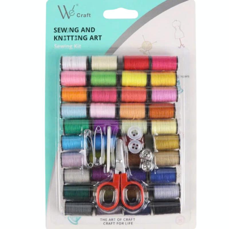Sewing Kits 51pcs thread 40X10y needles 5 buttons 2 snap fastener 2 safety pin scissors