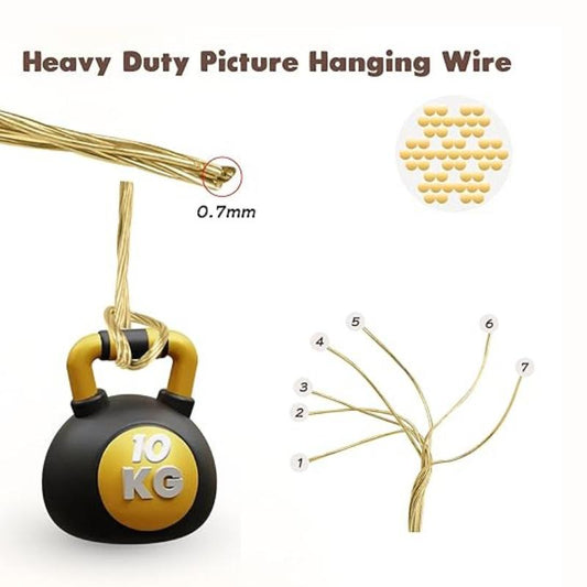 16-feet Heavy-Duty Braided Picture Hanging Wire – Gold Copper, Holds Up to 30lbs, for Frames, Art, Mirrors & Wall Decor