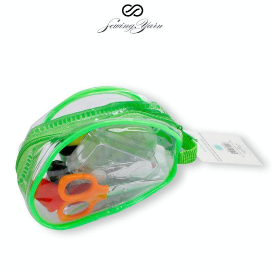 Mini Sewing Kit 12-Piece – Compact Travel Case 11x5.5x6.5cm | Clear Zipper Bag by TheSewingYarn