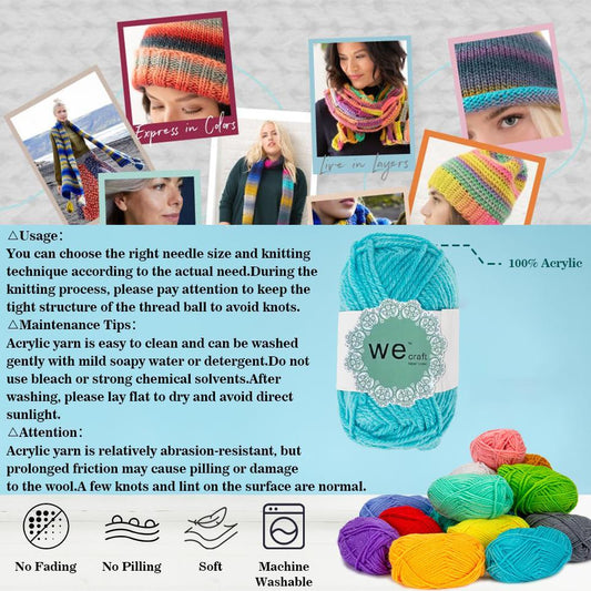Deep Color Yarn, Wecraft Yarn, 100% Acrylic for Knitting and Crocheting, 1 Pack