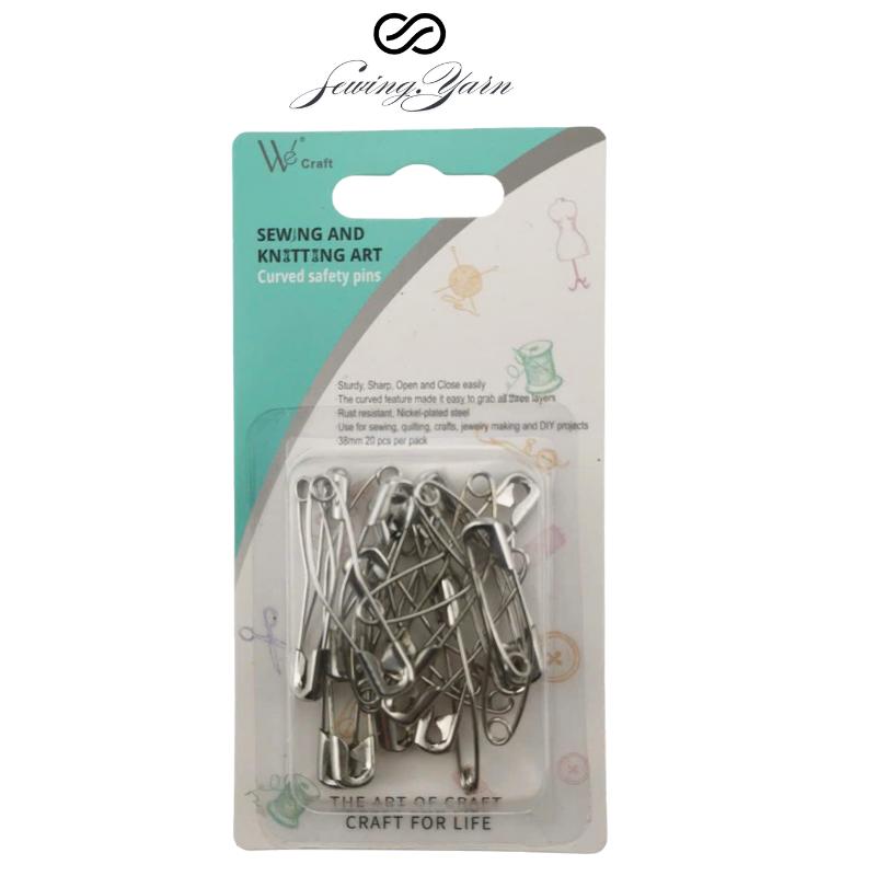 20 Pcs Curved Safety Pins - size 38mm