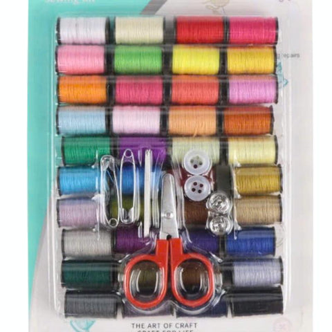 Sewing Kits 51pcs thread 40X10y needles 5 buttons 2 snap fastener 2 safety pin scissors